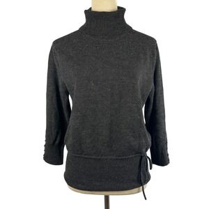 Carole Little 100% Italian Merino‎ Wool Gray Turtleneck Sweater Junior Large